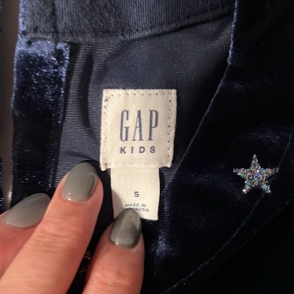 GAP Kids Girls Navy Long Sleeve Dress with Silver Sparkly Stars, Size S